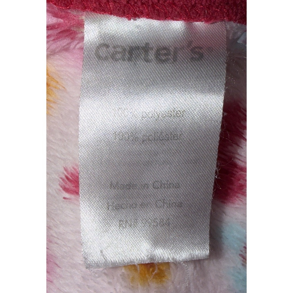 Carter's Pink Floral Baby Security Blanket Lovey Dark Pink Trim Plush Blanket - Picture 5 of 6